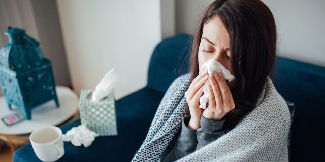 Woman with flu