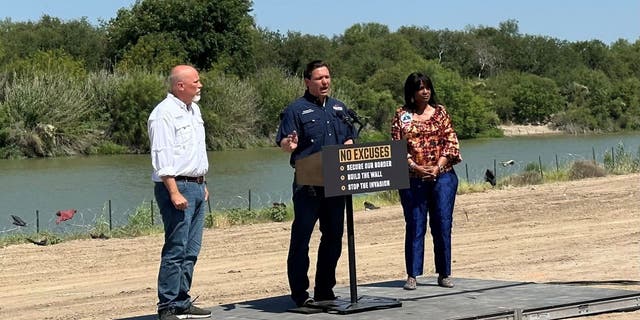 Ron DeSantis along the U.S.-Mexico border in Eagle Pass, Texas