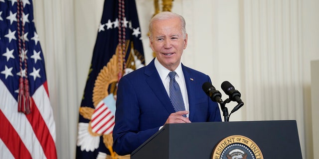 Biden speaks during internet event