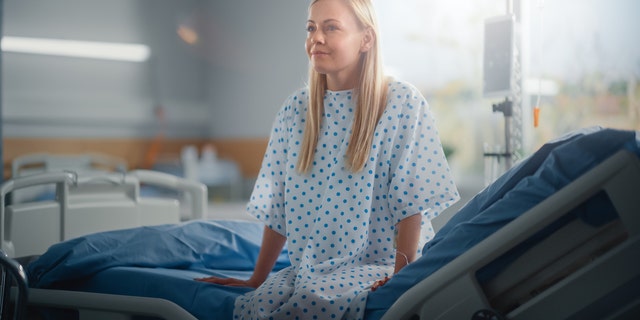 Woman in hospital