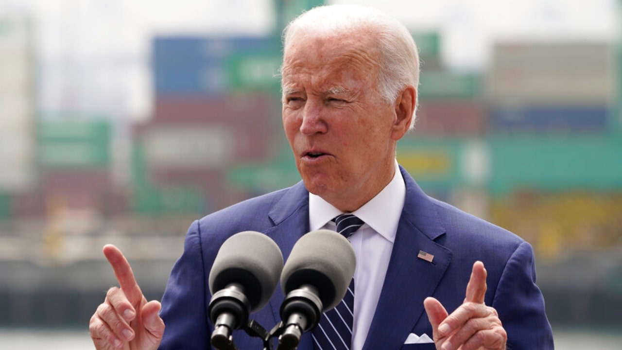 President Biden speaks at outdoor event,