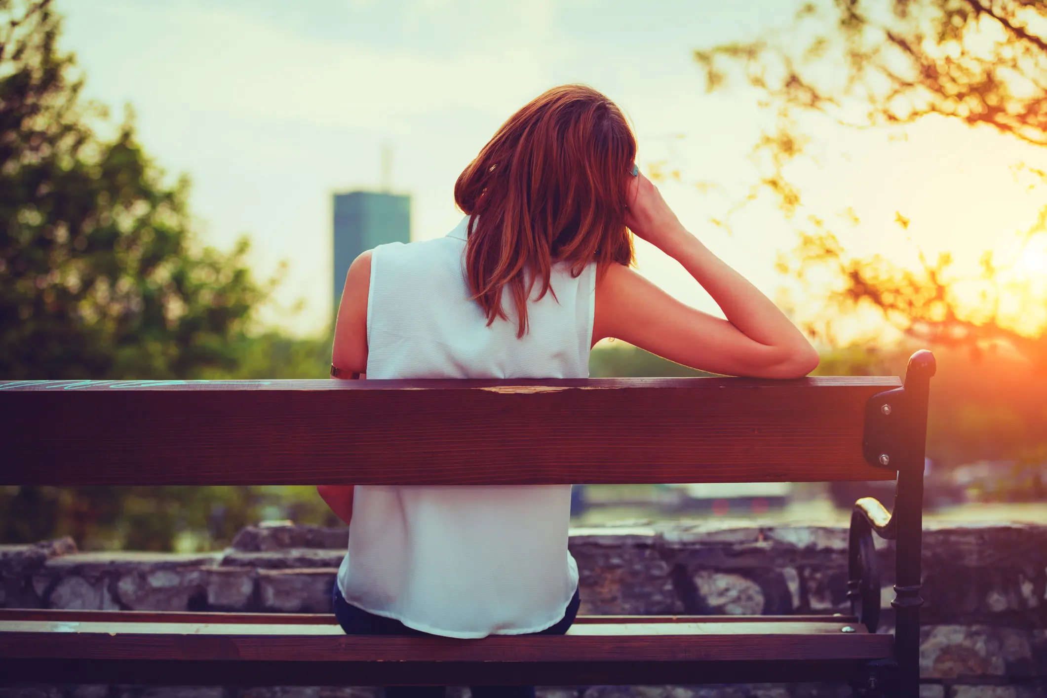 Woman sad in summer