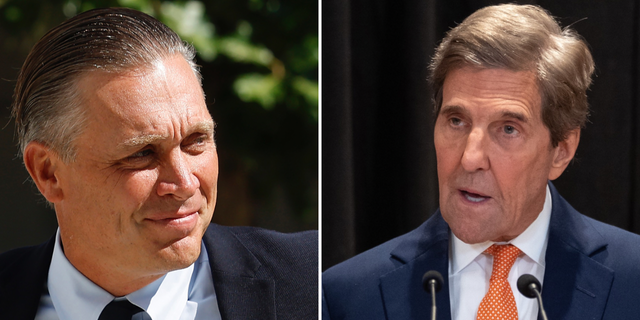 Devon Archer and John Kerry split image