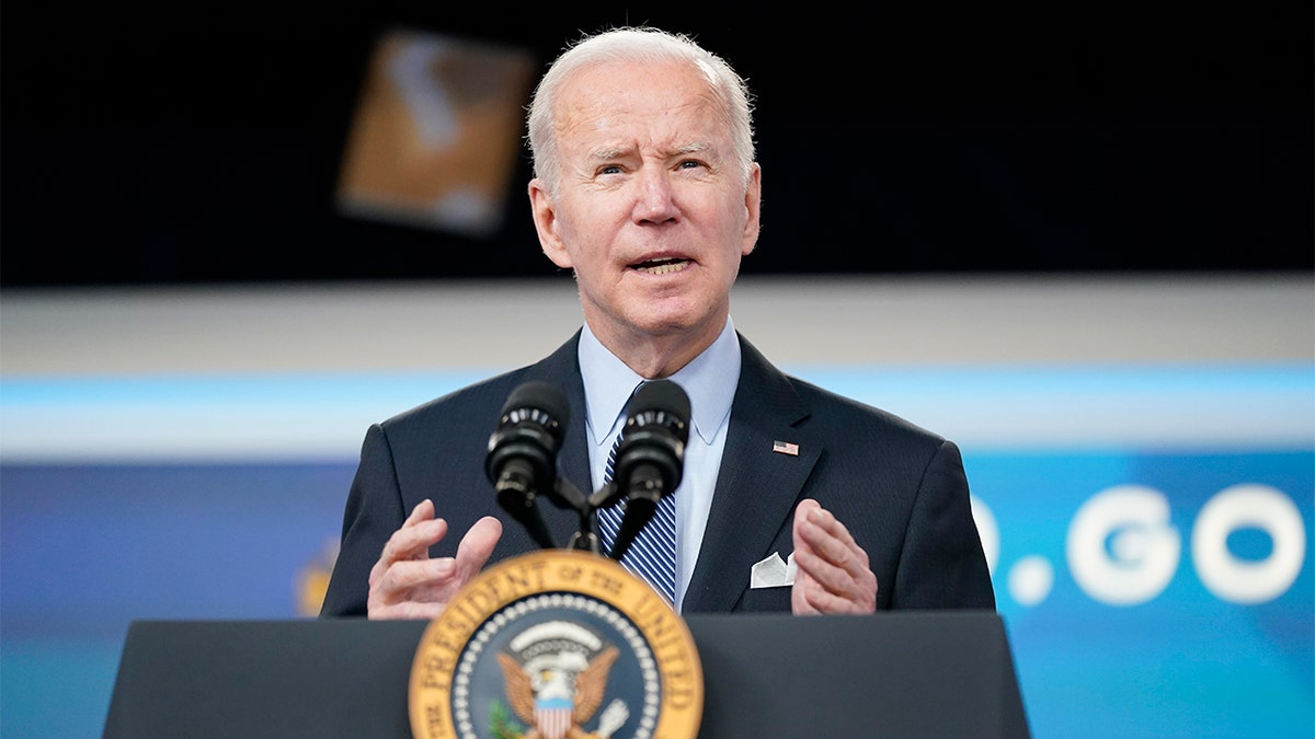 Joe Biden speaking from podium