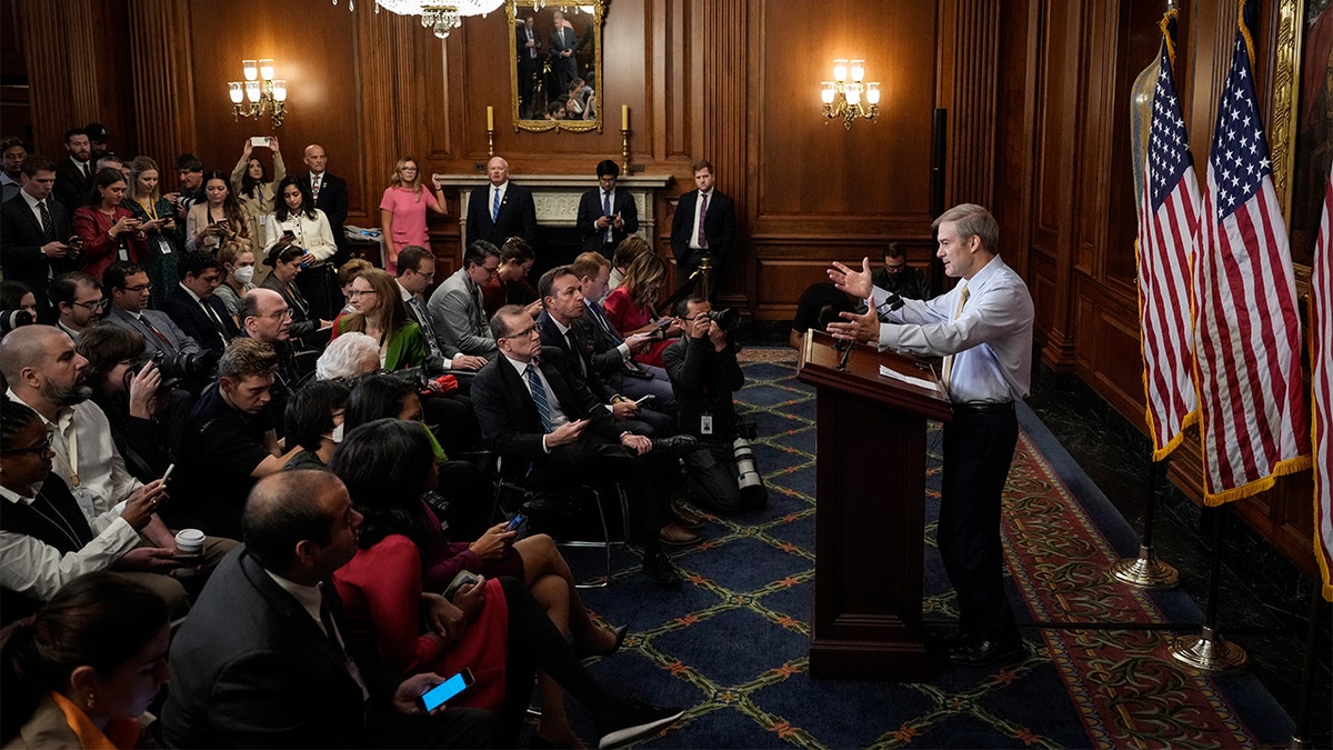 Jim Jordan talking to the media.