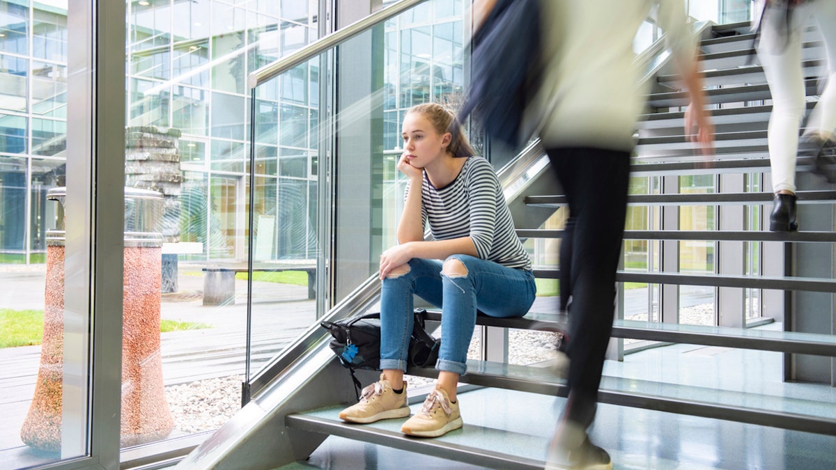 Girl on staircase