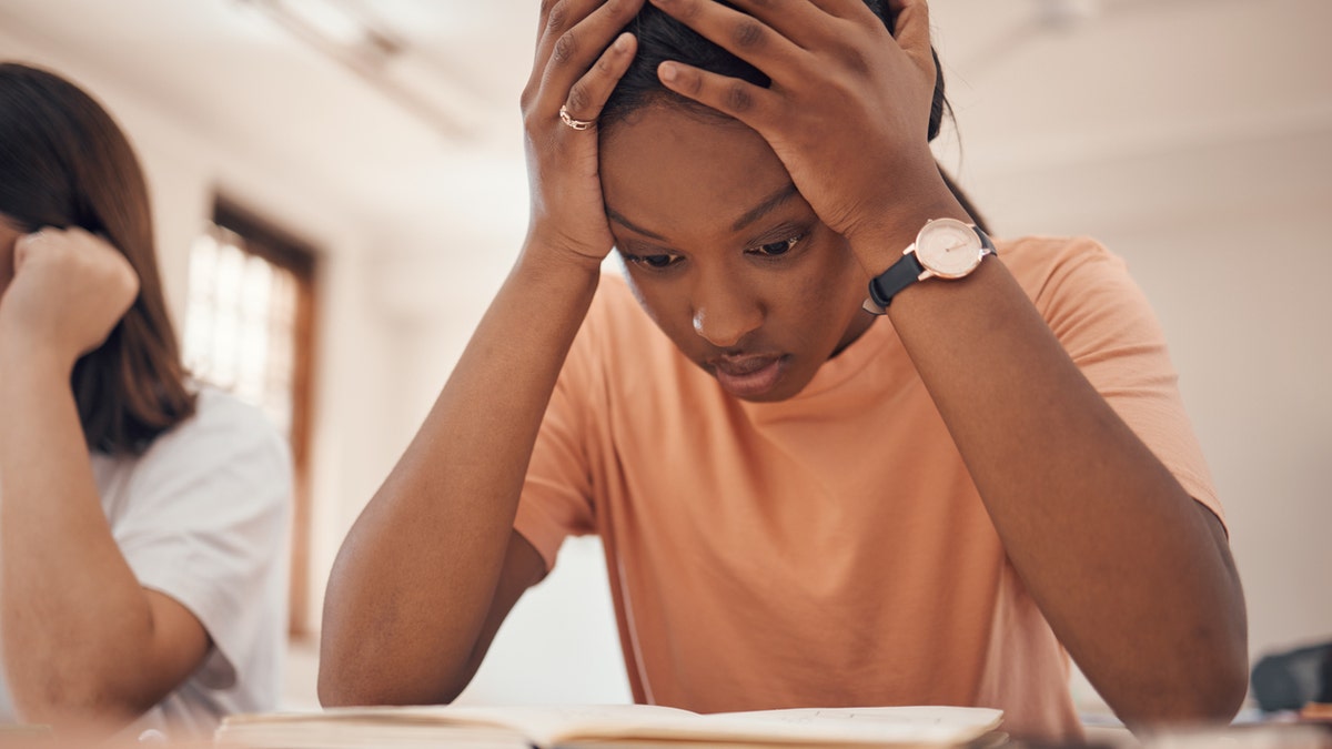 Girl stressed at school