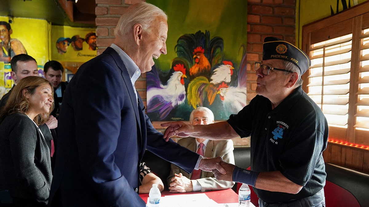 Biden speaking with supporters