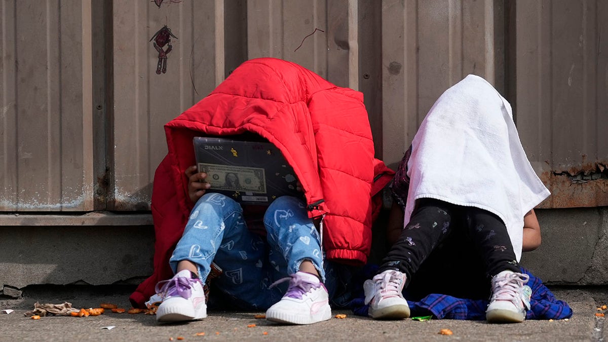 Migrants outside Chicago shelter